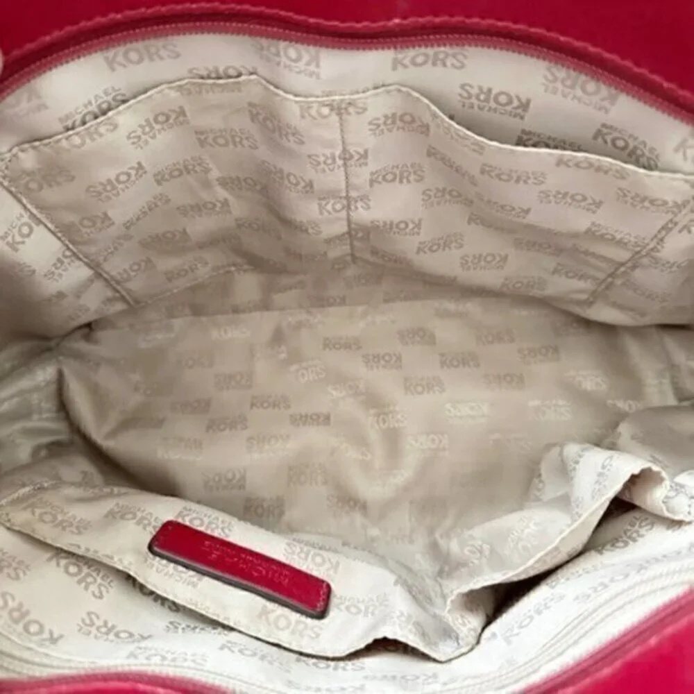 Michael Kors Jet Set Chain East West‎ Top Zip Leather Tote Bag Red - Picture 9 of 12